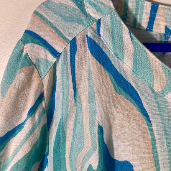 Womens JM Collection Linen Blend Button Shirt Wave‎ Pattern 1X - Picture 7 of 10